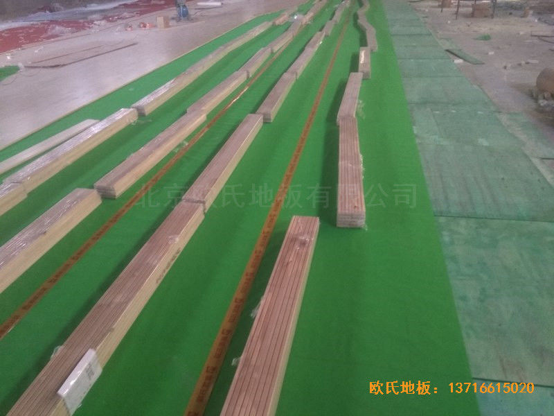 山西長治雙創夢工廠籃球體育地板施工案例2