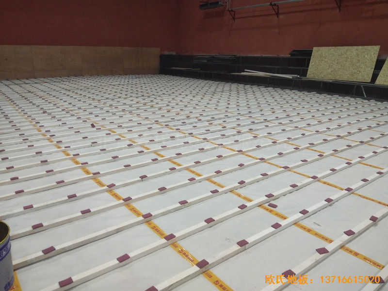 石家莊青園街電信營業(yè)廳對面籃球館體育木地板鋪設案例1