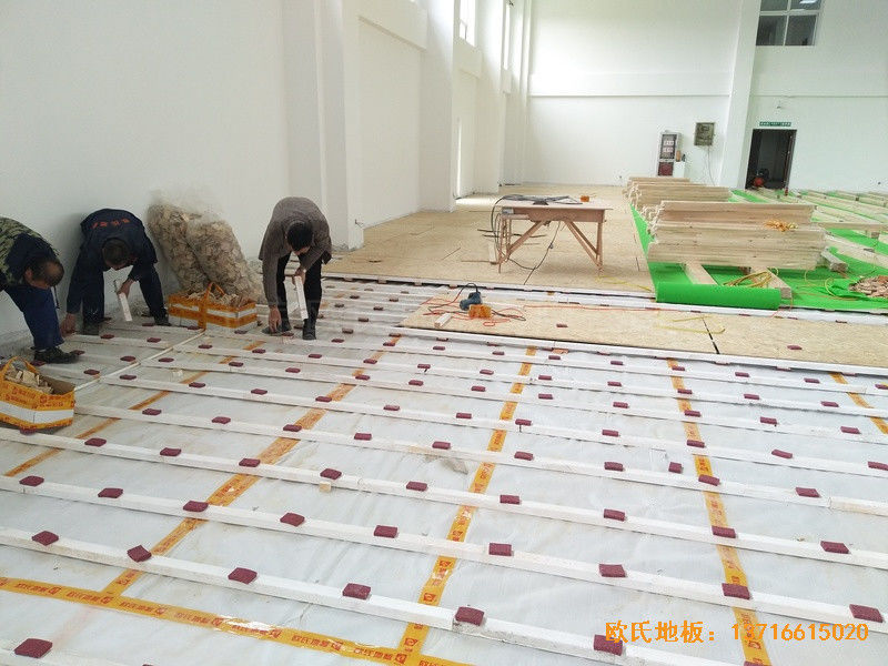 南京浦口黨?；@球館體育地板施工案例1